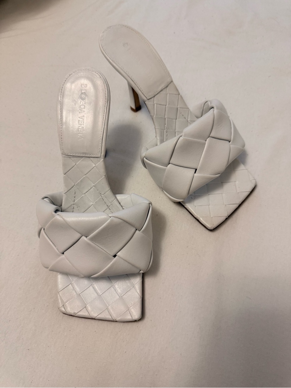 Bottega Veneta White Padded Lido Mules